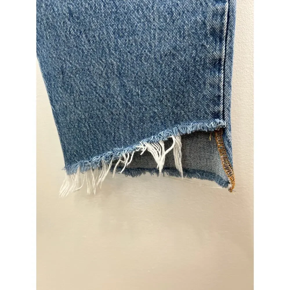 Levi's Premium Blue Medium Wash Cotton Raw Hem Women's Denim Jeans Size 30